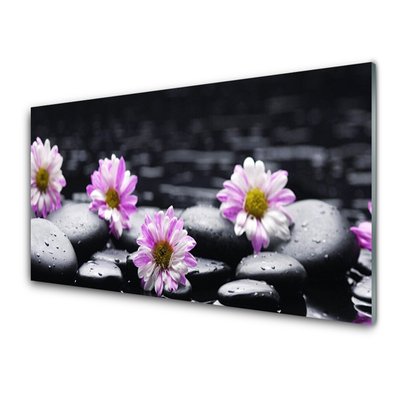 Plexiglas® Wall Art Flower stones floral pink white black