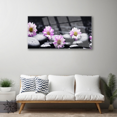 Plexiglas® Wall Art Flower stones floral pink white black