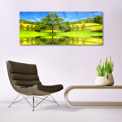 Plexiglas® Wall Art Meadow tree nature green brown