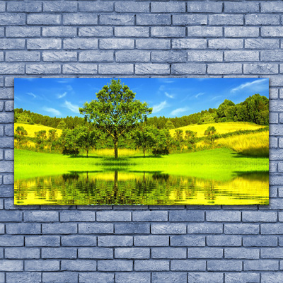 Plexiglas® Wall Art Meadow tree nature green brown