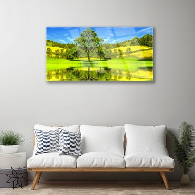 Plexiglas® Wall Art Meadow tree nature green brown