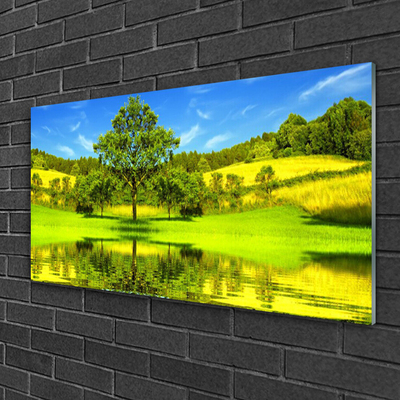 Plexiglas® Wall Art Meadow tree nature green brown