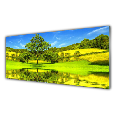 Plexiglas® Wall Art Meadow tree nature green brown