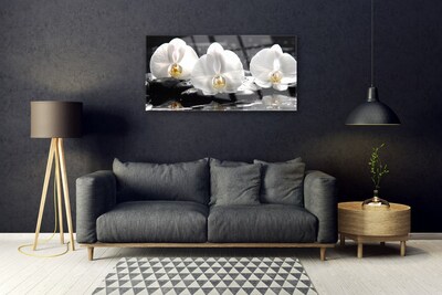 Plexiglas® Wall Art Flower stones floral white black