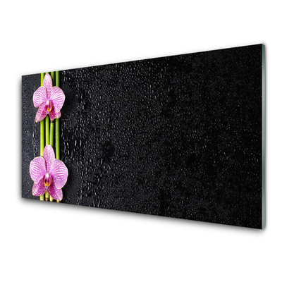 Plexiglas® Wall Art Bamboo tube flowers floral pink green