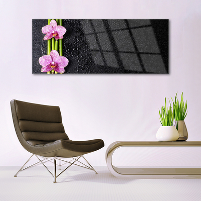 Plexiglas® Wall Art Bamboo tube flowers floral pink green