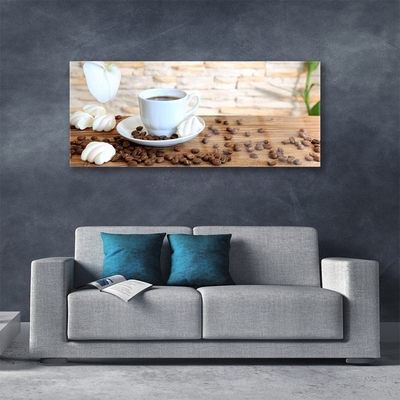 Plexiglas® Wall Art Cup coffee beans kitchen white brown