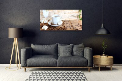 Plexiglas® Wall Art Cup coffee beans kitchen white brown