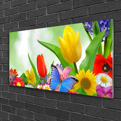 Plexiglas® Wall Art Butterfly flowers nature multi