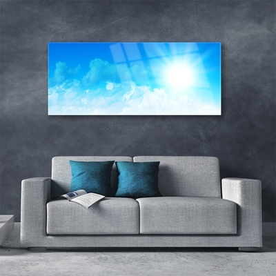 Plexiglas® Wall Art Sun heaven landscape white blue