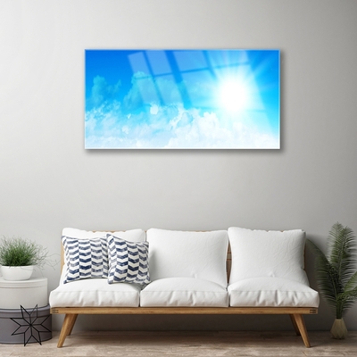 Plexiglas® Wall Art Sun heaven landscape white blue