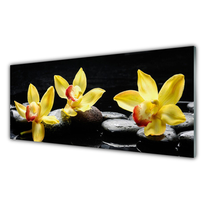 Plexiglas® Wall Art Flower stones floral green black