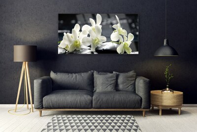 Plexiglas® Wall Art Flower stones floral white black