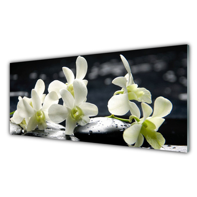 Plexiglas® Wall Art Flower stones floral white black