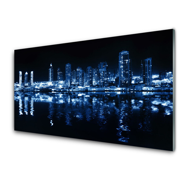 Plexiglas® Wall Art City houses blue black