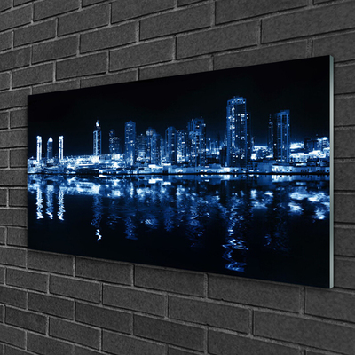 Plexiglas® Wall Art City houses blue black