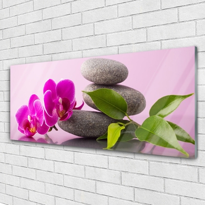 Plexiglas® Wall Art Flower stones floral pink grey