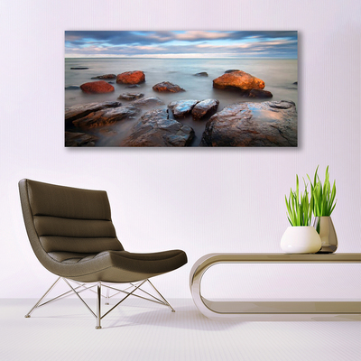 Plexiglas® Wall Art Stones sea landscape grey yellow blue