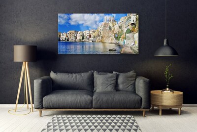 Plexiglas® Wall Art City sea architecture brown blue