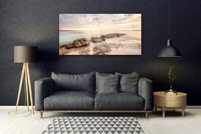 Plexiglas® Wall Art Sea stones landscape grey himmelblue brown