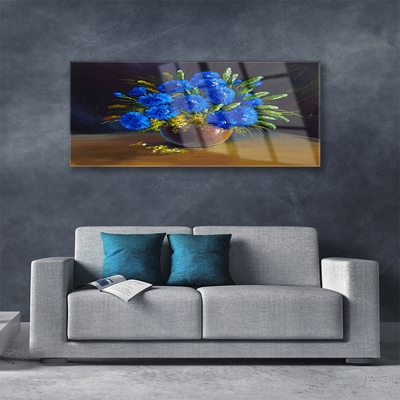 Plexiglas® Wall Art Flowers floral blue green