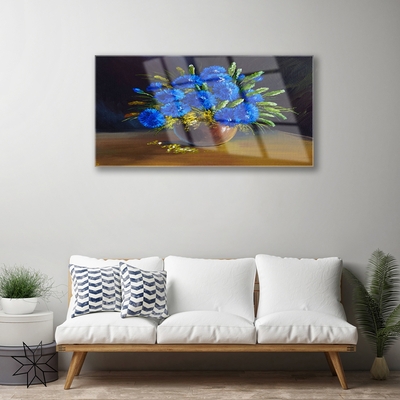 Plexiglas® Wall Art Flowers floral blue green