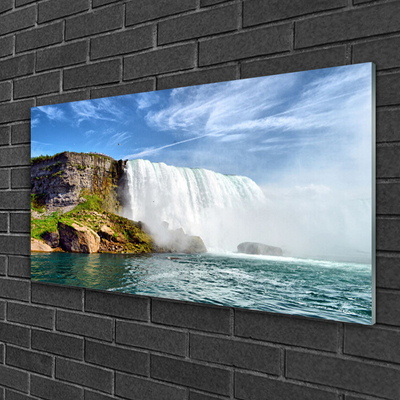 Plexiglas® Wall Art Waterfall sea nature white blue