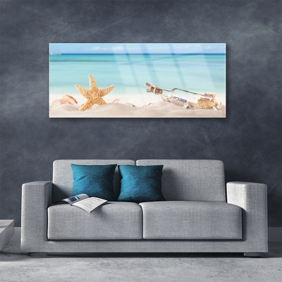 Plexiglas® Wall Art Sand starfish bottle art brown beige