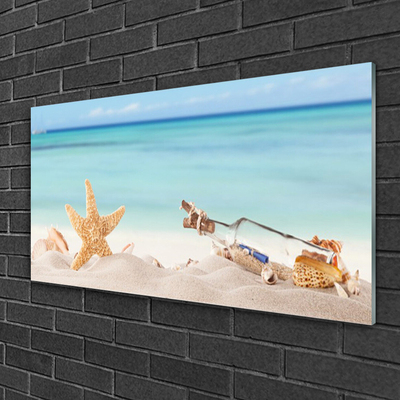 Plexiglas® Wall Art Sand starfish bottle art brown beige