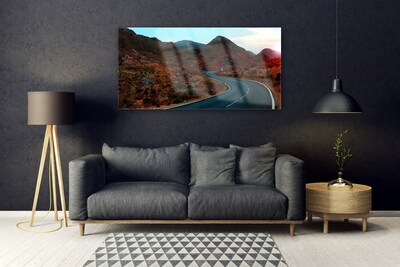 Plexiglas® Wall Art Mountain road landscape brown black white