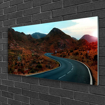 Plexiglas® Wall Art Mountain road landscape brown black white