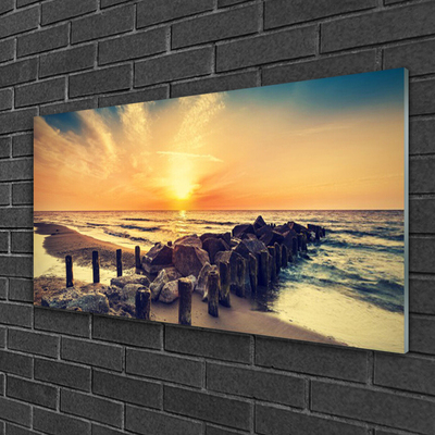 Plexiglas® Wall Art Beach stones sea landscape brown yellow grey