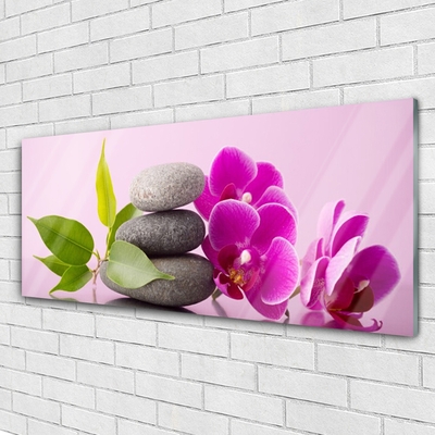 Plexiglas® Wall Art Flower stones leaves floral pink grey green