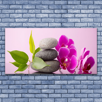 Plexiglas® Wall Art Flower stones leaves floral pink grey green