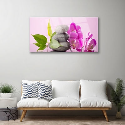 Plexiglas® Wall Art Flower stones leaves floral pink grey green