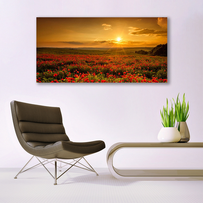 Plexiglas® Wall Art Lake meadow flowers nature yellow green red