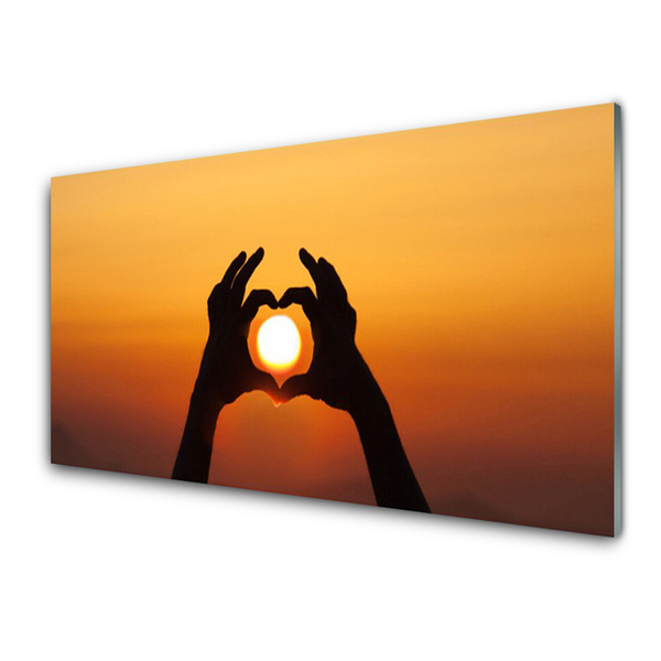 Plexiglas® Wall Art Sun hands landscape yellow black