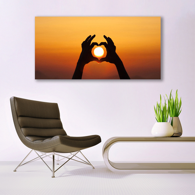 Plexiglas® Wall Art Sun hands landscape yellow black