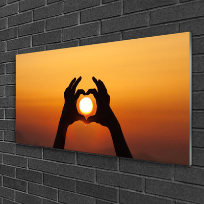 Plexiglas® Wall Art Sun hands landscape yellow black