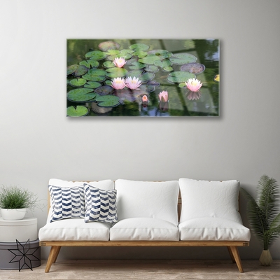 Plexiglas® Wall Art Lake petals floral pink green