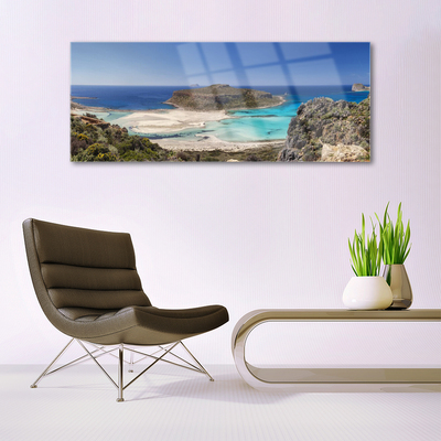 Plexiglas® Wall Art Beach sea landscape brown blue