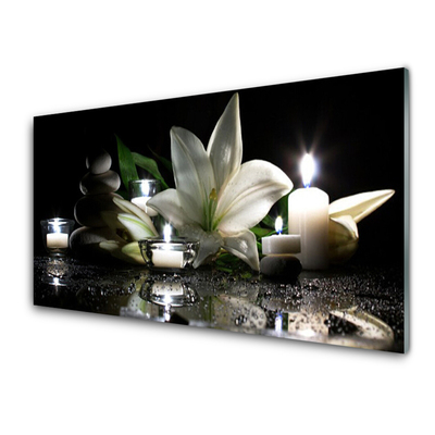 Plexiglas® Wall Art Stones flower candles art black white yellow