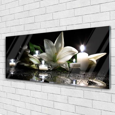 Plexiglas® Wall Art Stones flower candles art black white yellow