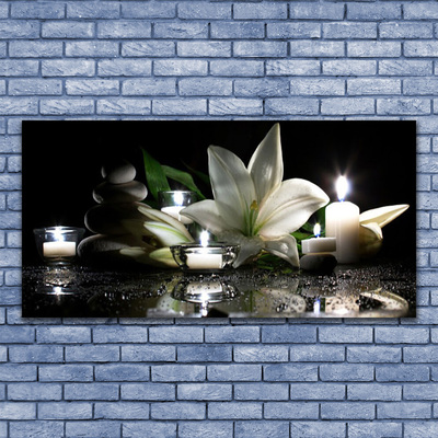 Plexiglas® Wall Art Stones flower candles art black white yellow