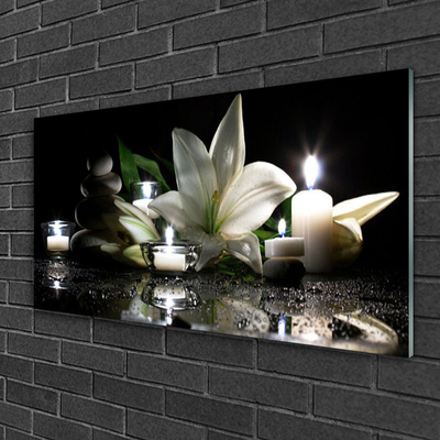 Plexiglas® Wall Art Stones flower candles art black white yellow