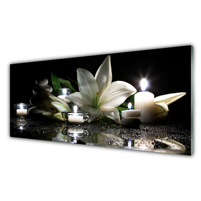 Plexiglas® Wall Art Stones flower candles art black white yellow