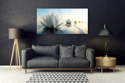 Plexiglas® Wall Art Flowers water art white blue