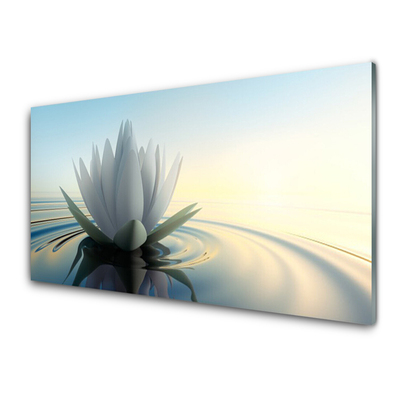 Plexiglas® Wall Art Flower water art white blue