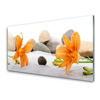 Plexiglas® Wall Art Flower stones floral grey yellow