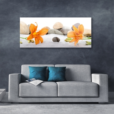 Plexiglas® Wall Art Flower stones floral grey yellow